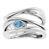 Pear Sky Blue Topaz Negative Space Ring in Platinum
