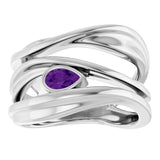 Pear Amethyst Negative Space Ring in White Gold