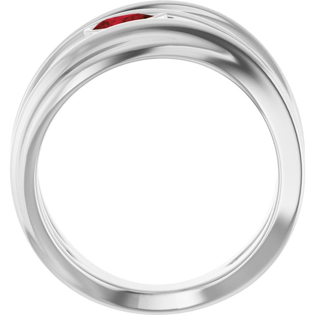 Pear Mozambique Garnet Negative Space Ring in Platinum