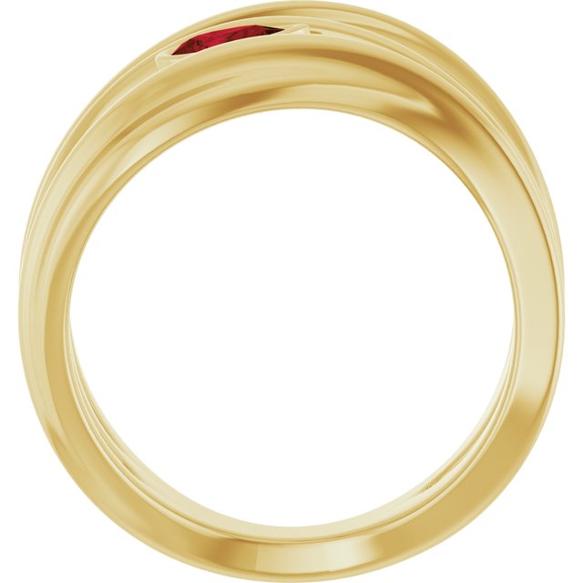 Pear Mozambique Garnet Negative Space Ring in Yellow Gold
