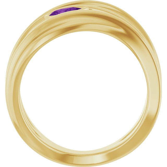 Pear Amethyst Negative Space Ring in Yellow Gold