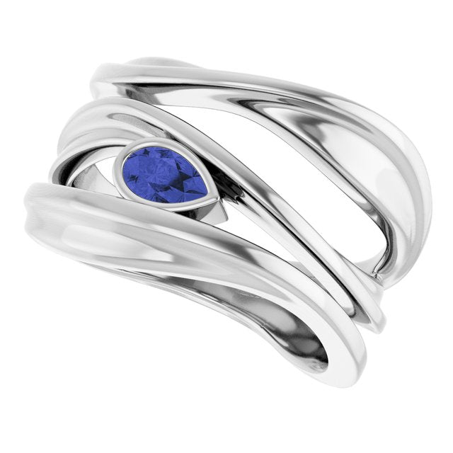 Pear Iolite Negative Space Ring in White Gold