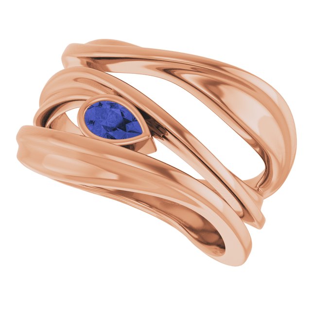 Pear Iolite Negative Space Ring in Rose Gold