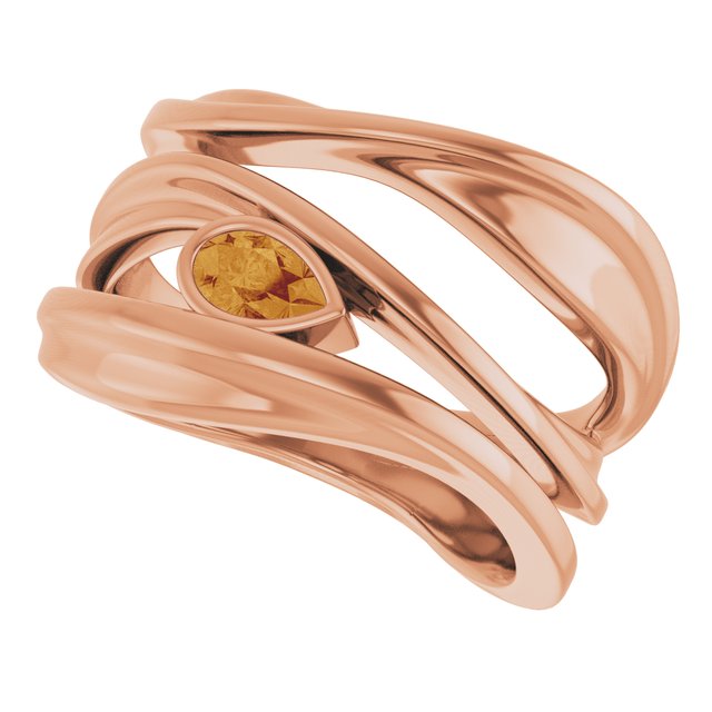 Pear Citrine Negative Space Ring in Rose Gold