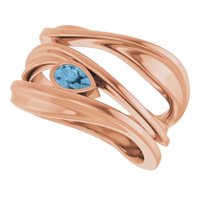 Pear Sky Blue Topaz Negative Space Ring in Rose Gold