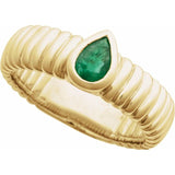 Pear Emerald Solitaire Ring in Gold