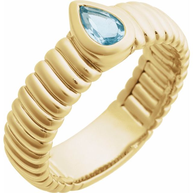 Pear Sky Blue Topaz Solitaire Ring in Gold