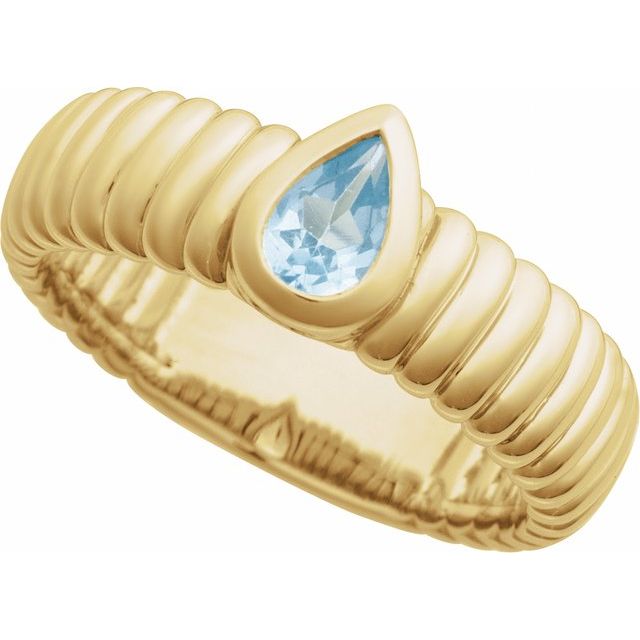 Pear Sky Blue Topaz Solitaire Ring in Gold