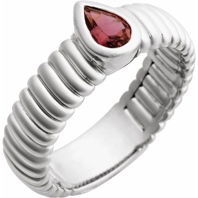 Pear Pink Tourmaline Solitaire Ring in Gold