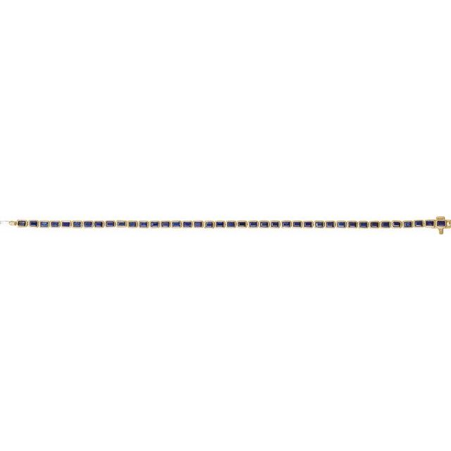 Emerald Lab-Grown Blue Sapphire Bezel-Set Line Bracelet In Gold & Platinum