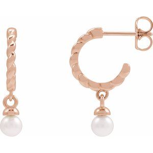 Pearl Hoop Earrings in Gold and Platinum
