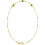 3-Stone Natural Peridot & Round Bezel-Set Link Bracelet In Set