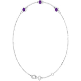 3-Stone Natural Amethyst & Round Bezel-Set Link Bracelet In Set