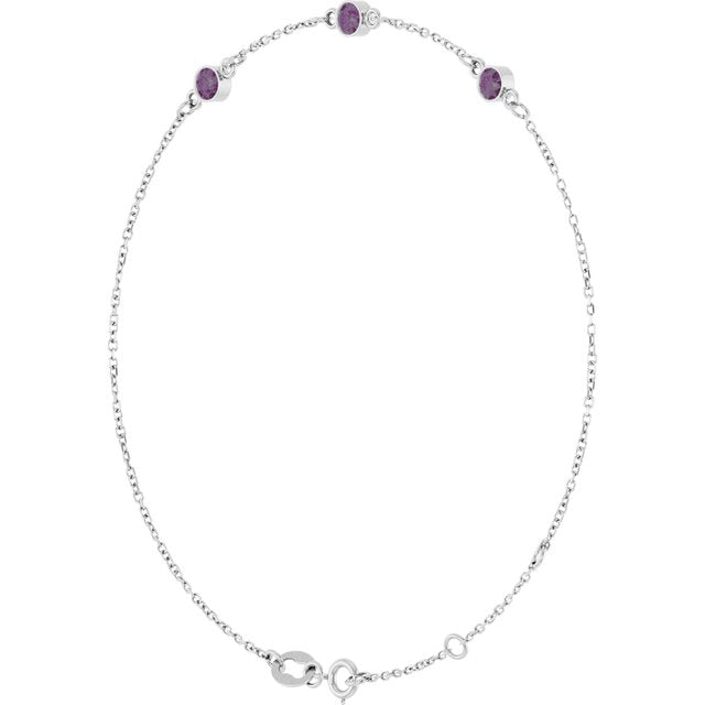 3-Stone Lab-Grown Alexandrite & Round Bezel-Set Link Bracelet In Set