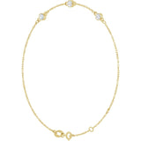 3-Stone Natural White Sapphire & Round Bezel-Set Link Bracelet In Set