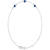 3-Stone Natural Blue Sapphire & Round Bezel-Set Link Bracelet In Set