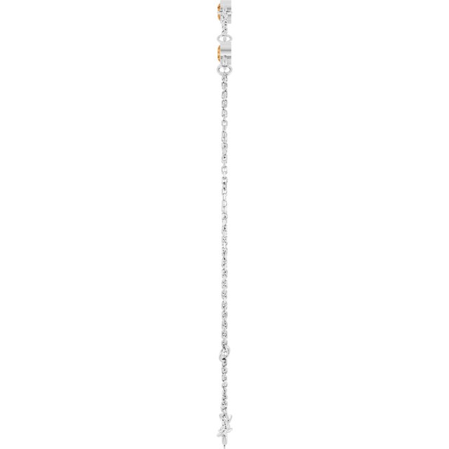 3-Stone Natural Citrine & Round Bezel-Set Link Bracelet In Set
