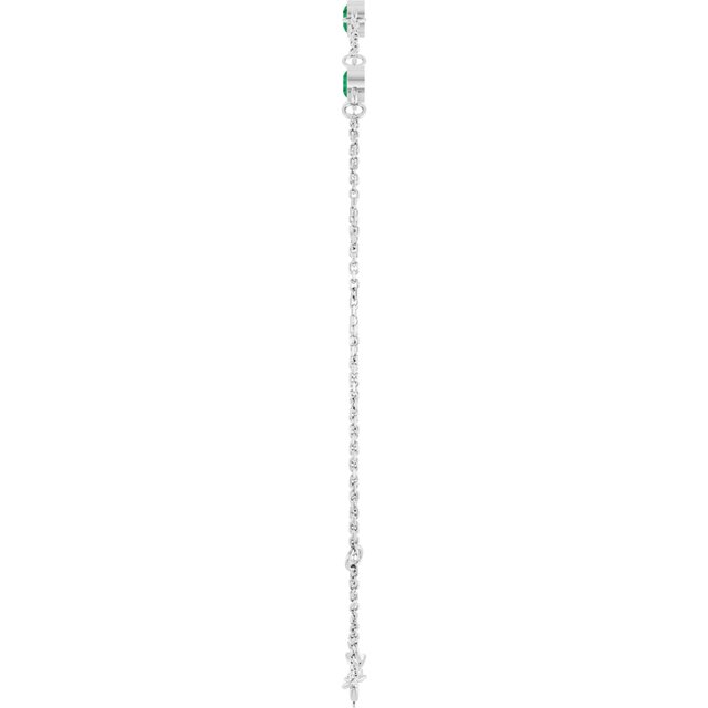 3-Stone Natural Emerald & Round Bezel-Set Link Bracelet In Set
