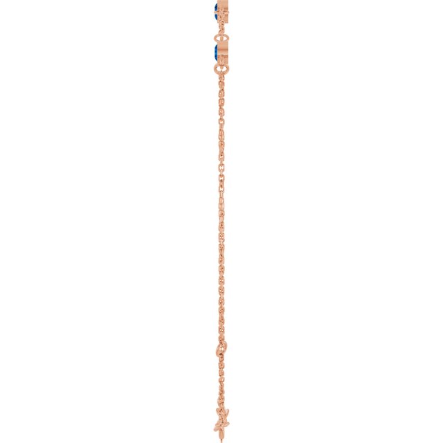 3-Stone Lab-Grown Blue Sapphire & Round Bezel-Set Link Bracelet In Set