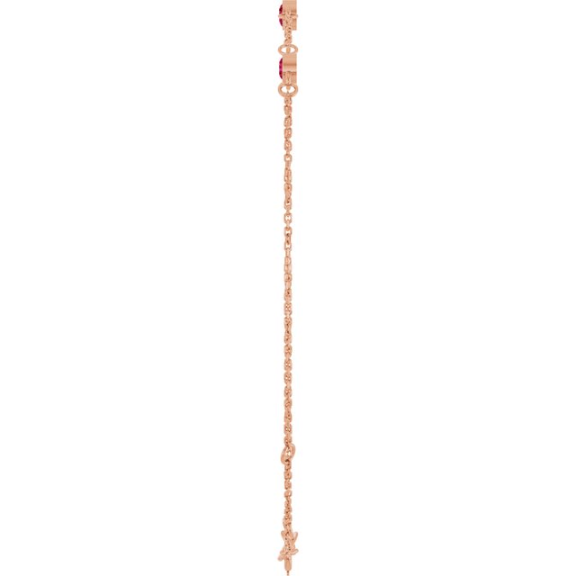 3-Stone Lab-Grown Ruby & Round Bezel-Set Link Bracelet In Set