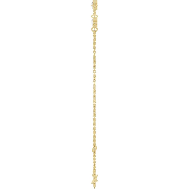 3-Stone Natural White Sapphire & Round Bezel-Set Link Bracelet In Set