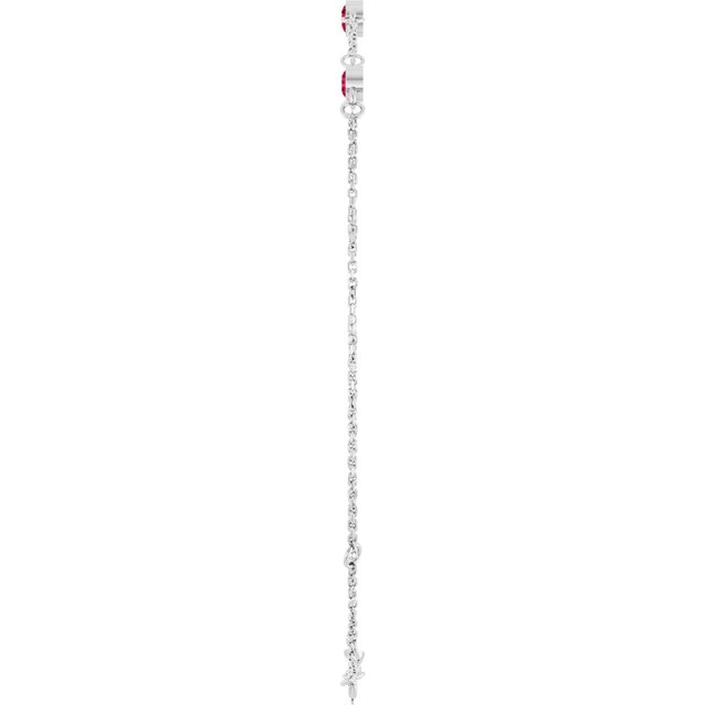 3-Stone Natural Ruby & Round Bezel-Set Link Bracelet In Set