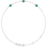 3-Stone Lab-Grown Emerald & Round Bezel-Set Link Bracelet In Set