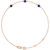 3-Stone Lab-Grown Blue Sapphire & Round Bezel-Set Link Bracelet In Set