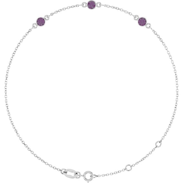 3-Stone Lab-Grown Alexandrite & Round Bezel-Set Link Bracelet In Set