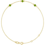 3-Stone Natural Peridot & Round Bezel-Set Link Bracelet In Set