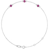3-Stone Natural Pink Tourmaline & Round Bezel-Set Link Bracelet In Set