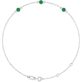 3-Stone Natural Emerald & Round Bezel-Set Link Bracelet In Set
