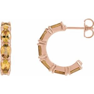 Citrine Oval Hoop Earrings in Gold and Platinum