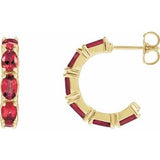Ruby Oval Hoop Earrings in Gold and Platinum