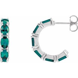 Alexandrite Oval Hoop Earrings in Gold and Platinum