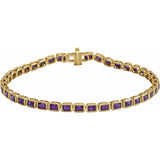 Emerald Natural Amethyst Bezel-Set Line Bracelet In Gold & Platinum