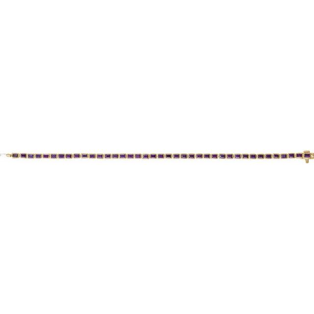 Emerald Natural Amethyst Bezel-Set Line Bracelet In Gold & Platinum