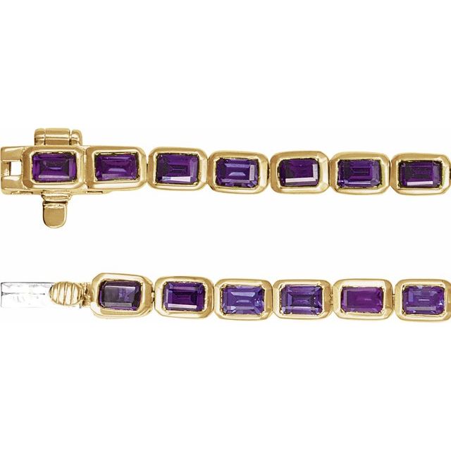 Emerald Natural Amethyst Bezel-Set Line Bracelet In Gold & Platinum