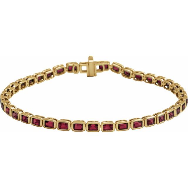 Emerald Natural Mozambique Garnet Bezel-Set Line Bracelet In Gold & Platinum