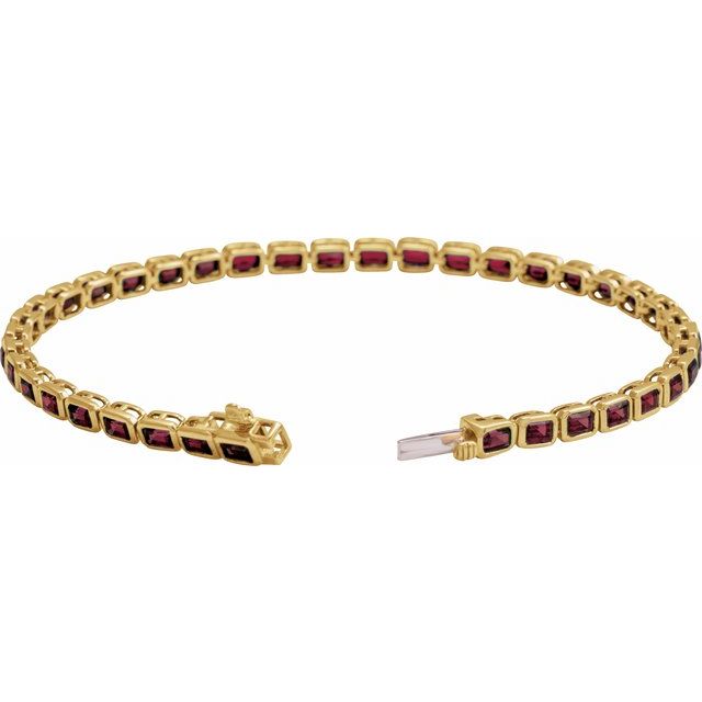 Emerald Natural Mozambique Garnet Bezel-Set Line Bracelet In Gold & Platinum