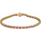 Emerald Natural Pink Tourmaline Bezel-Set Line Bracelet In Gold & Platinum