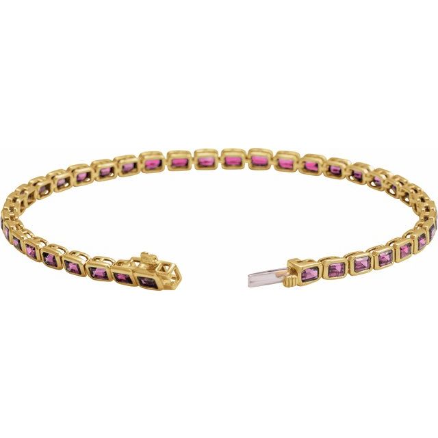 Emerald Natural Pink Tourmaline Bezel-Set Line Bracelet In Gold & Platinum