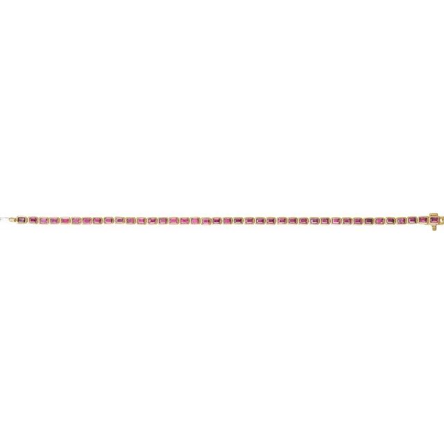 Emerald Natural Pink Tourmaline Bezel-Set Line Bracelet In Gold & Platinum