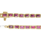 Emerald Natural Pink Tourmaline Bezel-Set Line Bracelet In Gold & Platinum