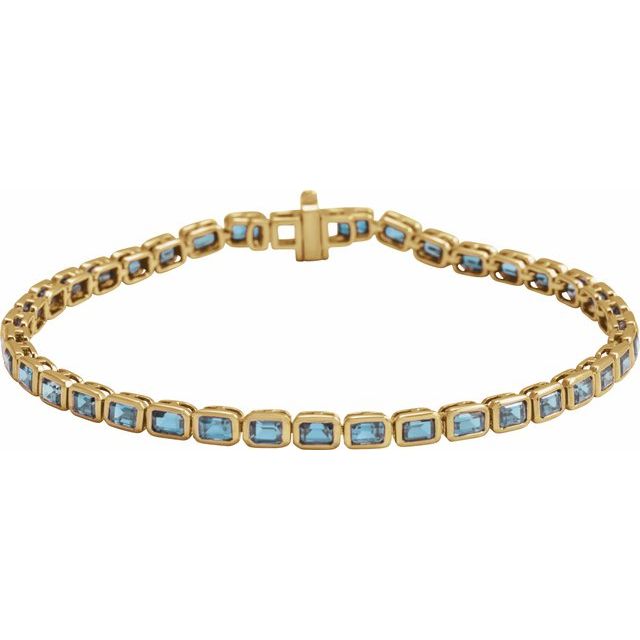 Emerald Natural Sky Blue Topaz Bezel-Set Line Bracelet In Gold & Platinum