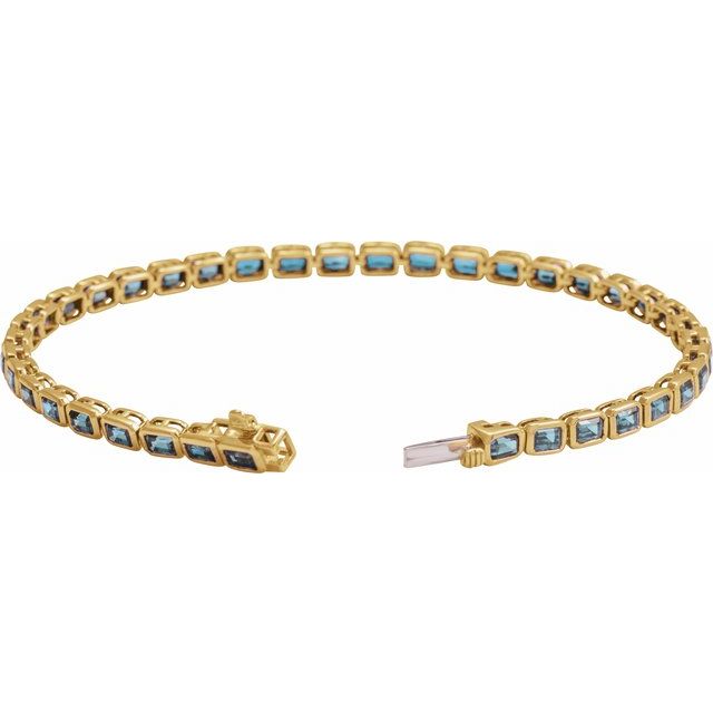 Emerald Natural Sky Blue Topaz Bezel-Set Line Bracelet In Gold & Platinum
