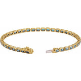 Emerald Natural Sky Blue Topaz Bezel-Set Line Bracelet In Gold & Platinum