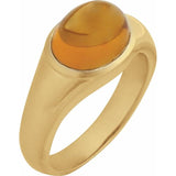 Oval Citrine Cabochon Ring in Gold