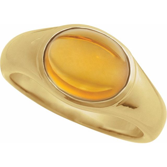 Oval Citrine Cabochon Ring in Gold