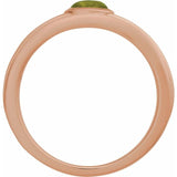 Oval Peridot Cabochon Ring in Gold and Platinum